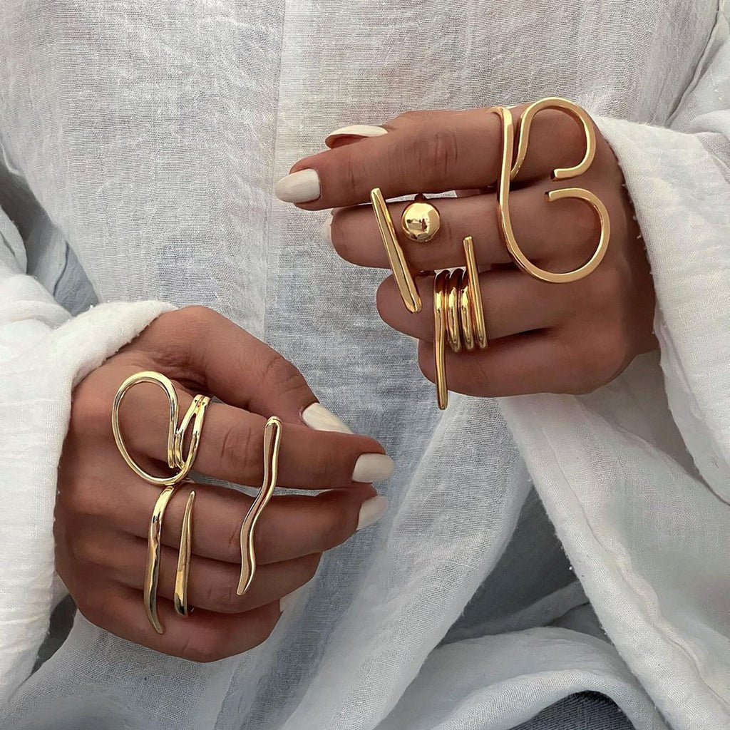 Damen Offener Ring aus Edelstahl mit modernem Knoten-Design Shop Nory