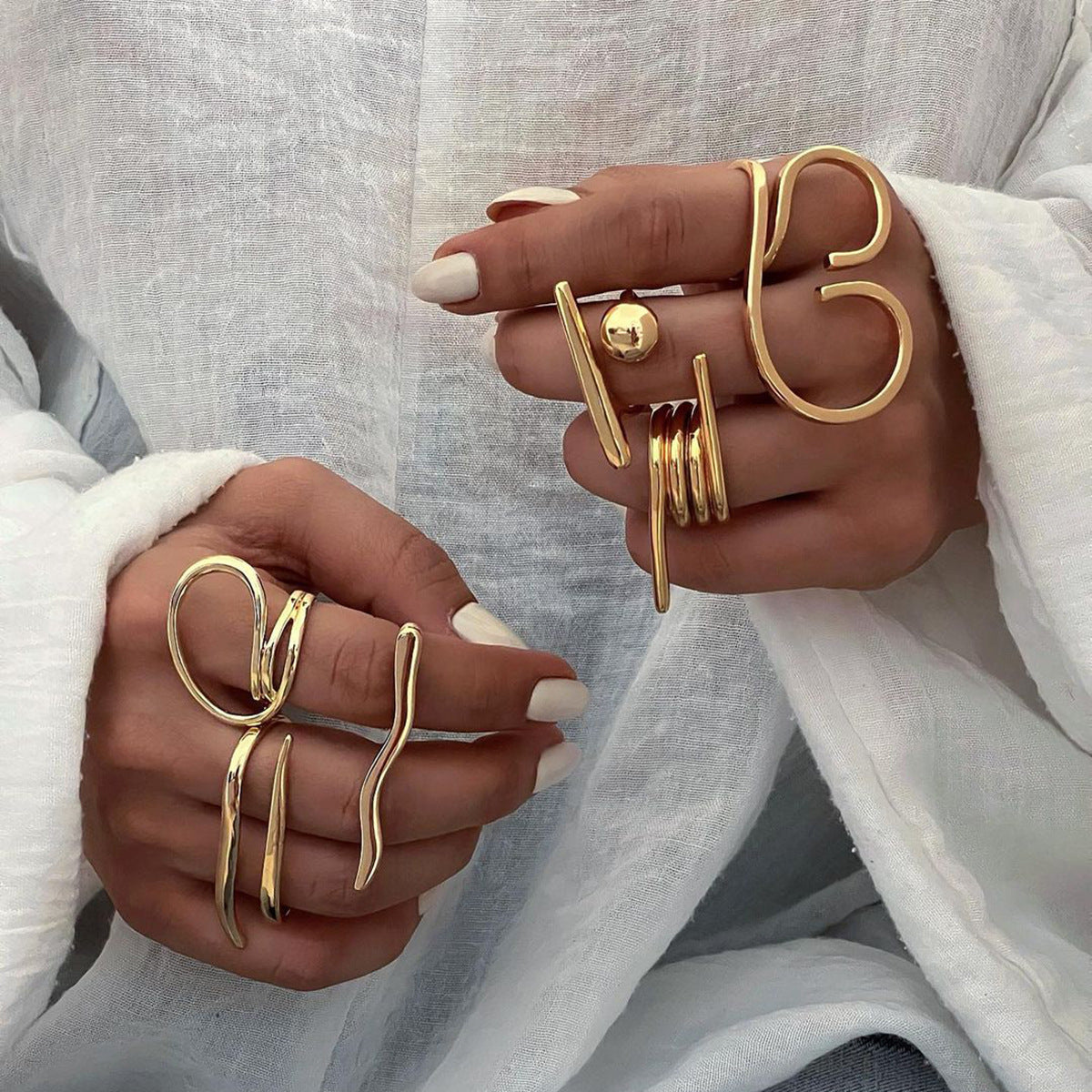 Damen Offener Ring aus Edelstahl mit modernem Knoten-Design Shop Nory