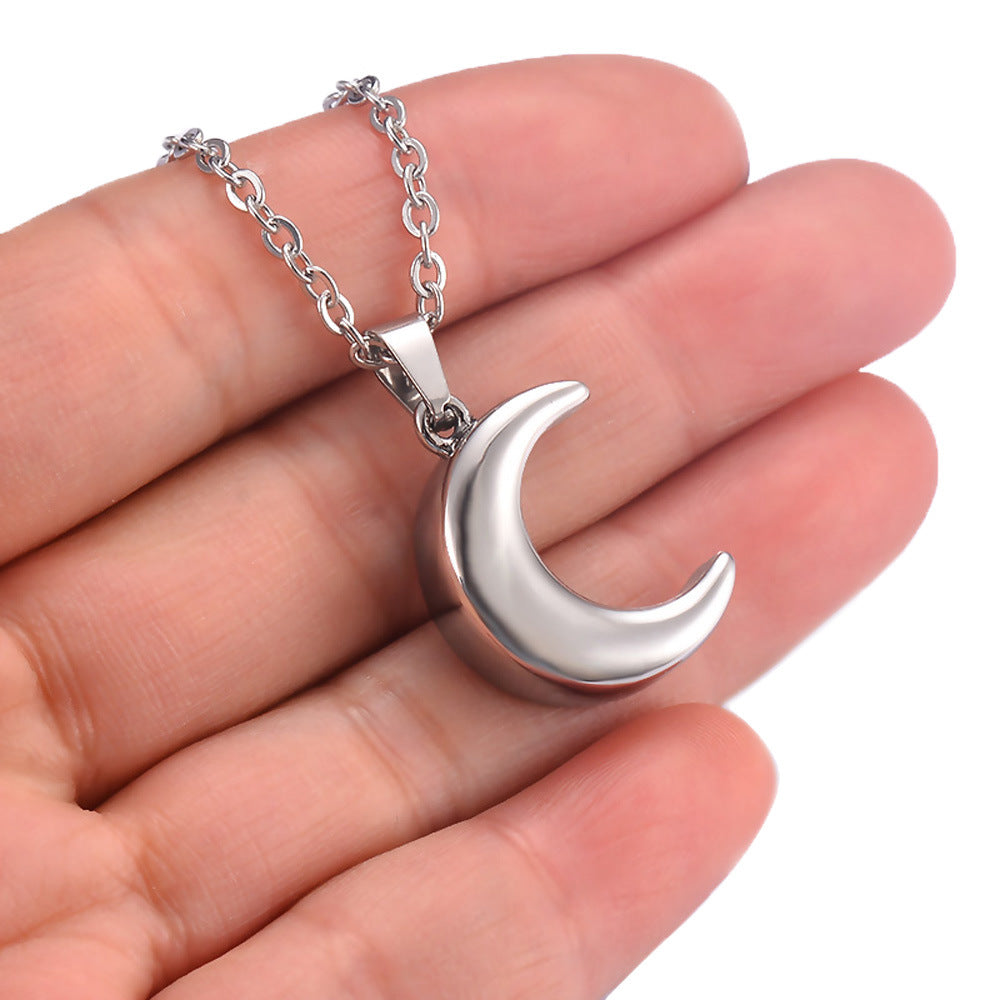 Damen eleganter Edelstahl-Mondanhänger mit feinem Kettenverschluss Shop Nory