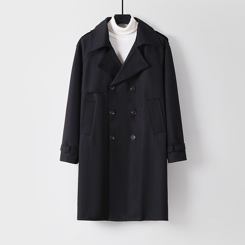 Herren Midilanger Oversize-Trenchcoat mit doppelter Knopfreihe und Schulterklappen Shop Nory