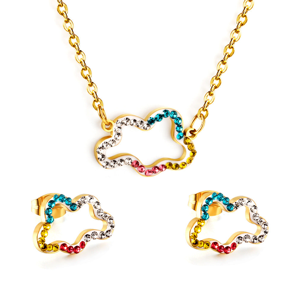 Damen Schmuckset mit funkelnden, bunten Kristallanhängern Shop Nory