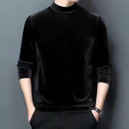 Herren Feiner Samt-Halbrollkragenpullover Slim-Fit Shop Nory
