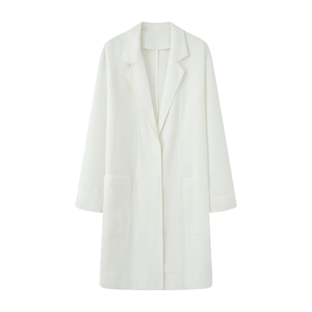 Damen Longline-Mantel mit offener Front, lässiger Passform und aufgesetzten Taschen Shop Nory