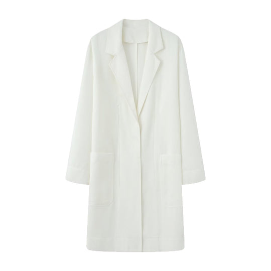 Damen Longline-Mantel mit offener Front, lässiger Passform und aufgesetzten Taschen Shop Nory