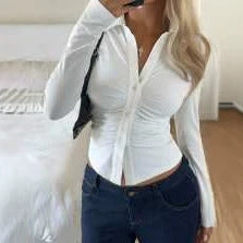 Damen Figurnahes Hemdshirt mit Raffung und taillierter Silhouette Shop Nory