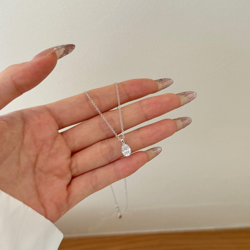 925 Sterling Silver Zircon Kabelkette Beschichtung Geometrische Anhänger Halskette | Shop Nory