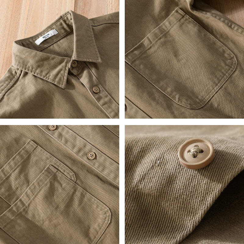 Herren Utility-Overshirt aus Baumwoll-Twill mit doppelten Brusttaschen und legerem Schnitt Shop Nory