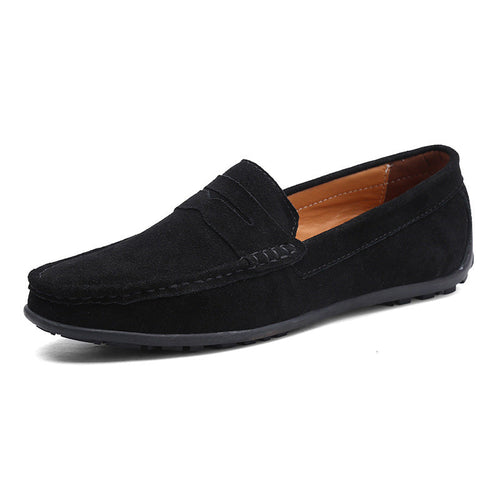 Herren nan eleganter Wildleder-Loafer mit handgenähter Moccasinnaht und rutschfester Gummiprofilsohle