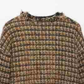 Damen Bouclé-Tweed-Croppedjacke mit Fransenbesatz und Rundhalsausschnitt Shop Nory