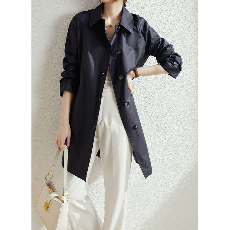 Damen Modische Trenchjacke mit stilvollem Kragen und praktischen Taschen Shop Nory