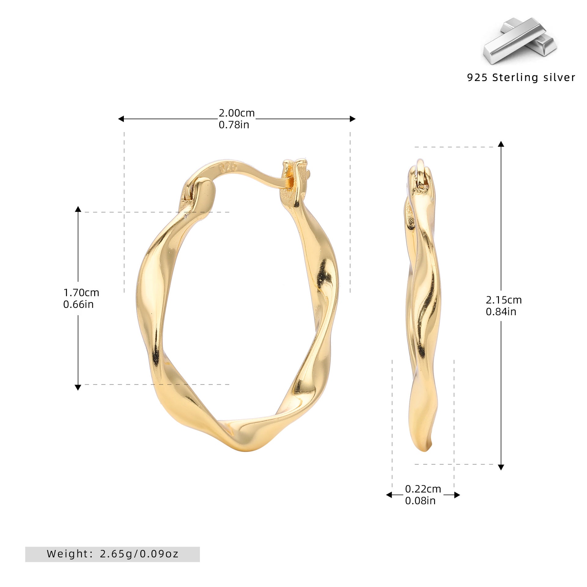Damen Ohrhänger mit stilvollem, geschwungenem Design aus hochwertigem 925 Sterling Silber Shop Nory