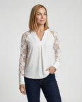 Damen Bluse Chiffon Spitze elegant