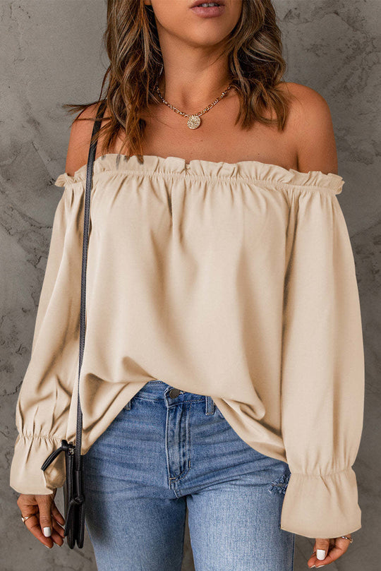Damen Off-Shoulder Bluse mit Rüschendetails