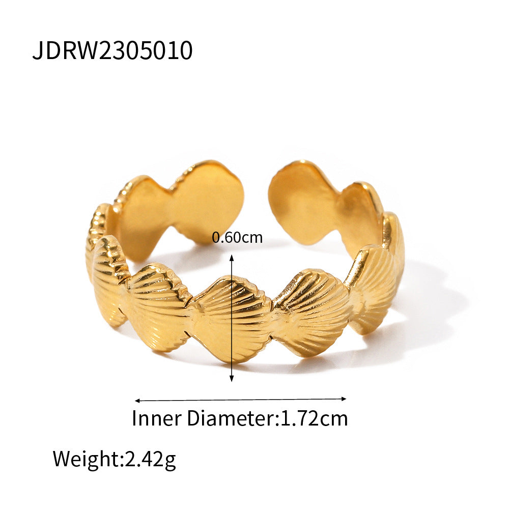 Damen offener Ring im Muschel-Design aus hochwertigem Edelstahl Shop Nory