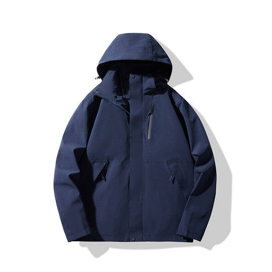 Herren Technische wasserdichte Kapuzen-Shelljacke im minimalistischen Urban-Look Shop Nory