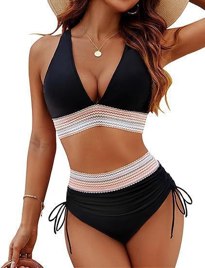 Damen Push-Up Bikini-Set mit verstellbaren Trägersystem und hohem Taillen-Slip Shopnory