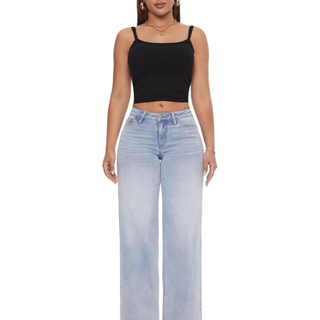 Damen Weite High‑Waist Schlagjeans aus Stretch Denim Shop Nory
