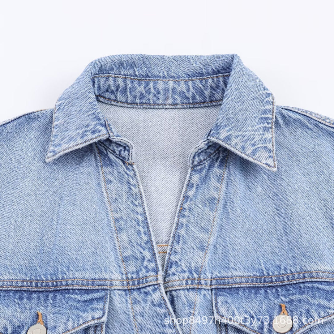 Damen Tailliertes Jeanskleid mit Bindegürtel, Hemdblusenkragen und Pattentaschen Shop Nory