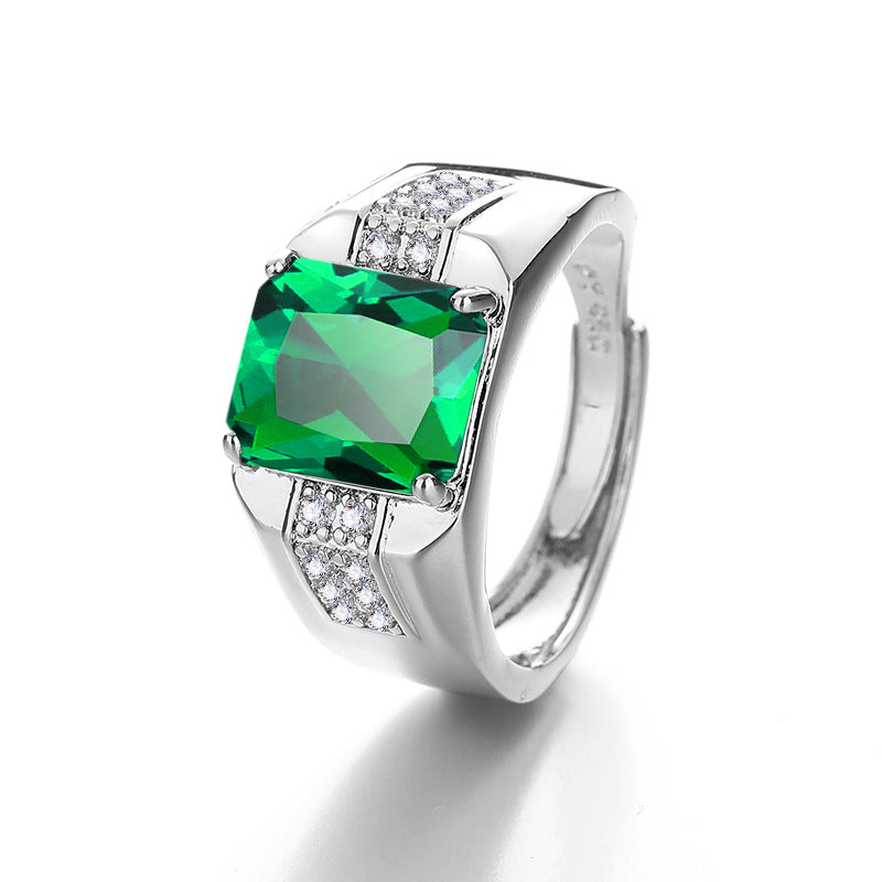 Damen eleganter Ring mit prächtigem quadratischem Edelstein und funkelnden Zirkonia Shop Nory