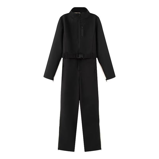 Damen Utility-Overall mit hohem Kragen, funktionalen Reißverschlüssen und Taillengürtel Shop Nory