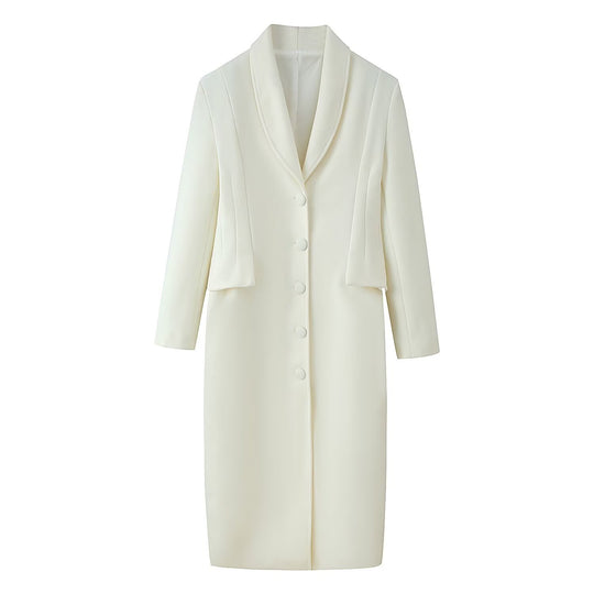 Damen Langer Wollmixmantel mit Schalkragen und taillierter Silhouette Shop Nory