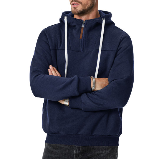 Herren Fleece-Halbzip-Hoodie mit Kapuze, Kordelzug und elastischen Bündchen Shop Nory