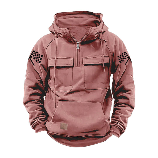 Herren nan Kapuzenpullover mit Halbzip, Cargo-Brusttaschen und Kängurutasche Shop Nory