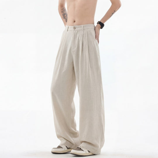 Herren weite Leinenhose mit hoher Bundfalte und lässigem Schnitt Shop Nory