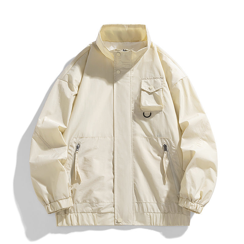 Herren Leichte technische Utility-Übergangsjacke mit Stehkragen und Multifunktionstaschen Shop Nory