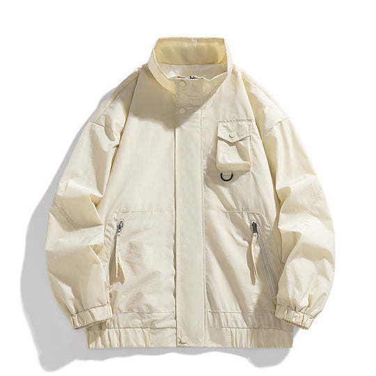 Herren Leichte technische Utility-Übergangsjacke mit Stehkragen und Multifunktionstaschen Shop Nory