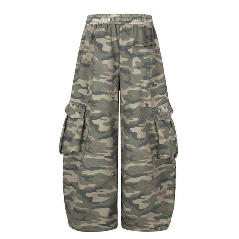 Damen Weite Cargohose im Camouflage-Design mit elastischem Bund und großen Taschen Shop Nory