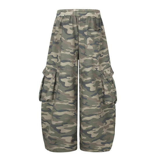 Damen Weite Cargohose im Camouflage-Design mit elastischem Bund und großen Taschen Shop Nory