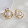 Damen Ohrringe mit herzförmigem Design und künstlicher Perle Shop Nory