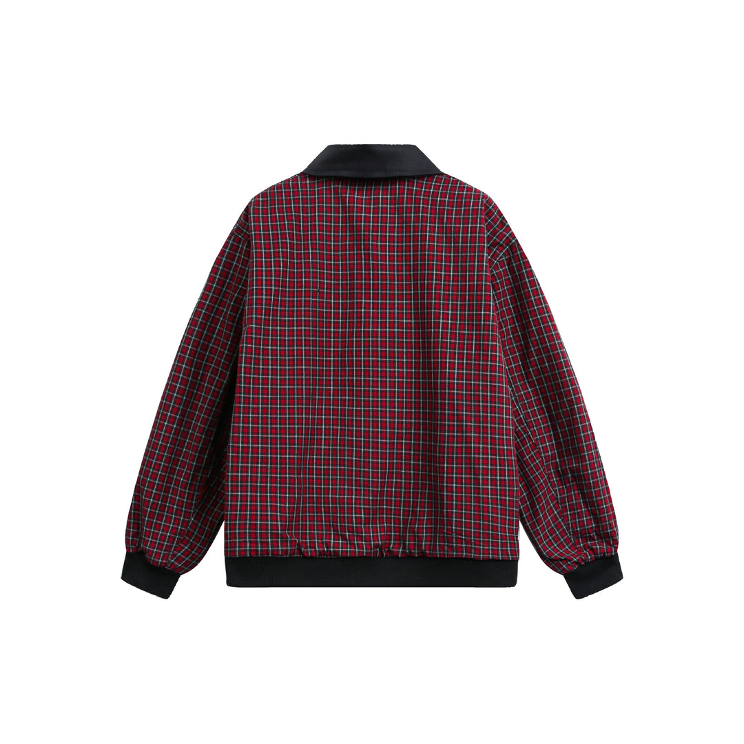 Unisex Wende‑Bomberjacke mit Karofutter, Reißverschluss und gerippten Bündchen Shop Nory