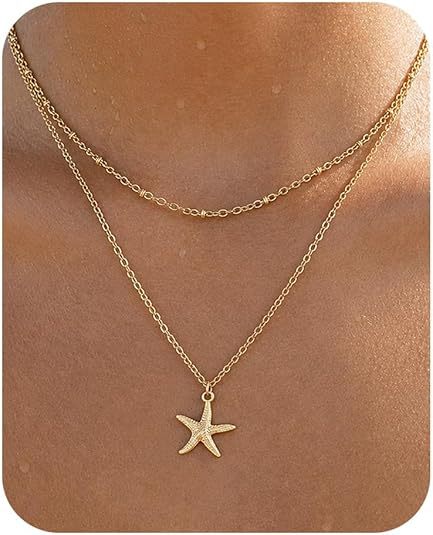 Damen Halskette mit mehrlagigem Design und maritimem Sternanhänger Shop Nory