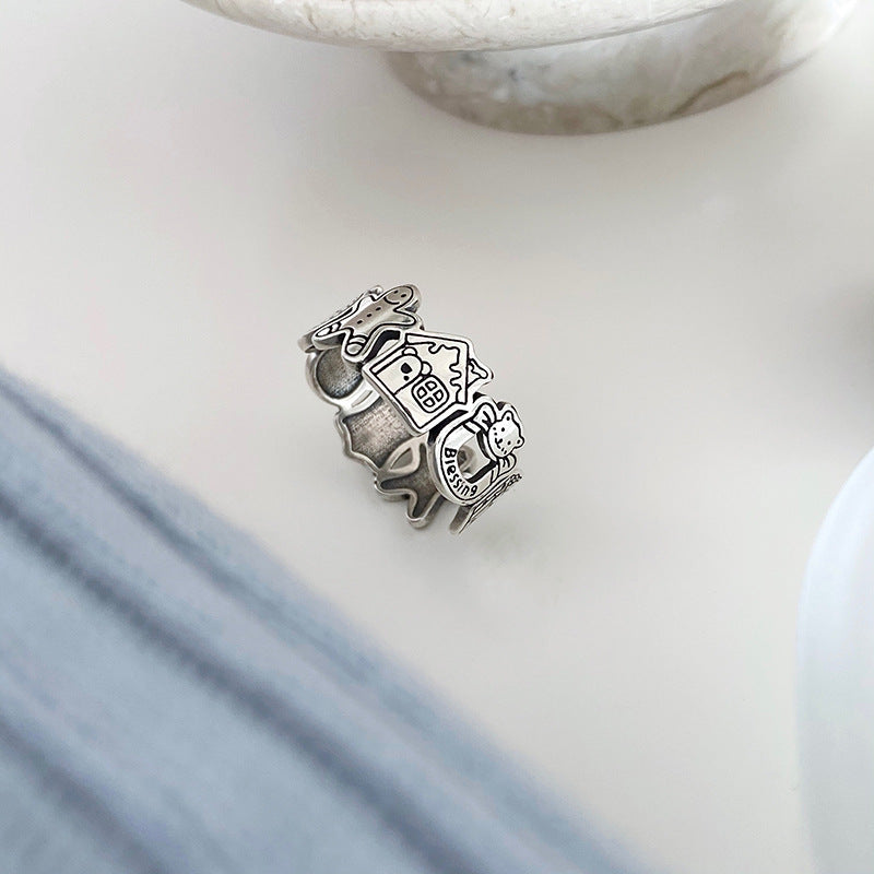 Damen kreativer und verspielter Ring mit tierischen und häuslichen Motiven Shop Nory