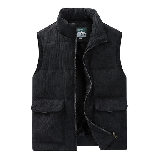 Herren Cord-Utility-Steppweste mit Teddyfutter, hohem Stehkragen und aufgesetzten Klappentaschen Shop Nory