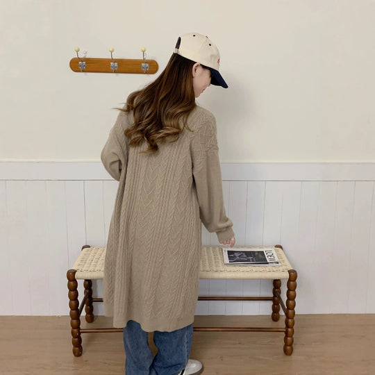 Damen Strickmantel mit Zopfmuster Shop Nory