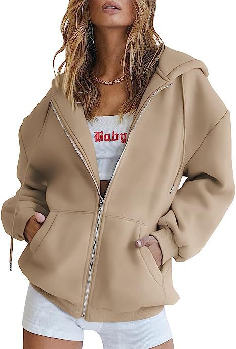 Damen nan übergroße Kapuzenjacke mit durchgehendem Reißverschluss und Kängurutaschen Shop Nory