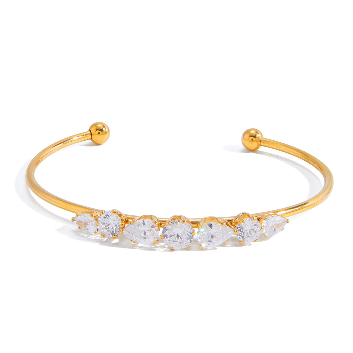 Damen Offenes Armband mit funkelnden Zirkonia und modernem Design Shop Nory