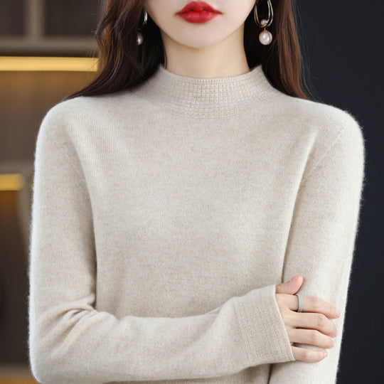 Damen Leichter Feinstrick-Mockneckpullover mit strukturierter Kragenblende Shop Nory