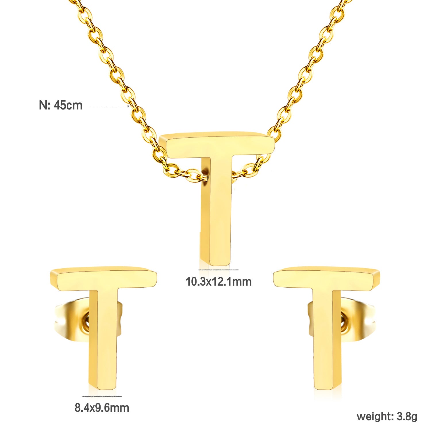 Damen Schmuckset mit K-Anhänger und passenden Ohrsteckern Shop Nory