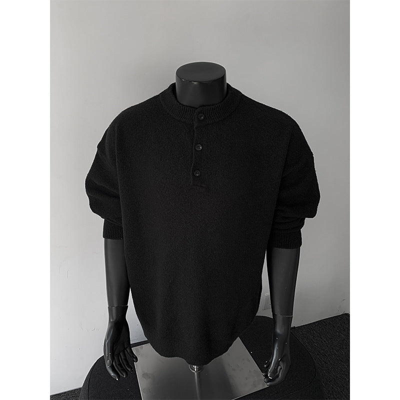 Herren Oversize-Strickpullover mit Henley-Kragen und Halbknopfleiste Shop Nory