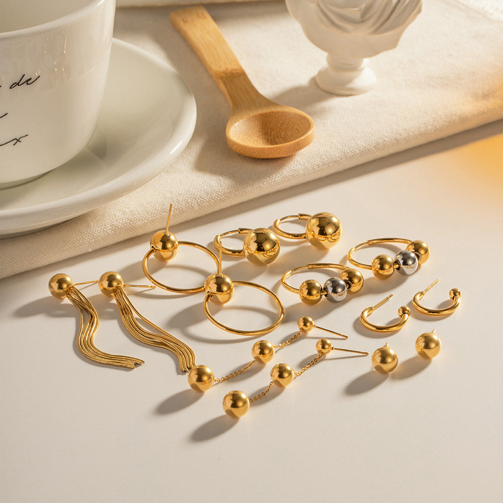 Damen Ohrhänger mit elegantem Kugel-Design aus hypoallergenem Edelstahl Shop Nory