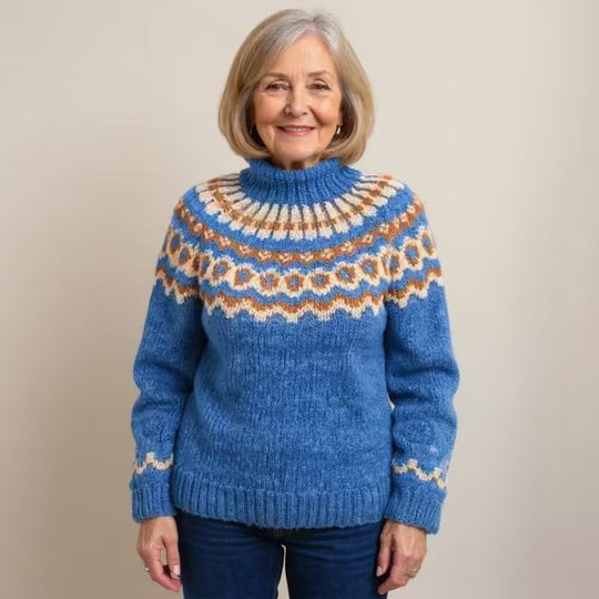 Damen nan kuscheliger Norweger-Strickpullover mit Stehkragen und Oversize-Passform Shop Nory