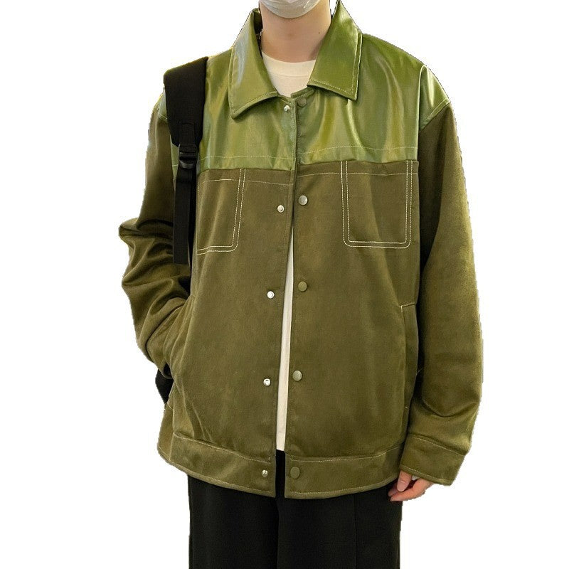 Herren Overshirt aus Veloursleder mit glänzendem Schulterbesatz und lässigem Schnitt Shop Nory