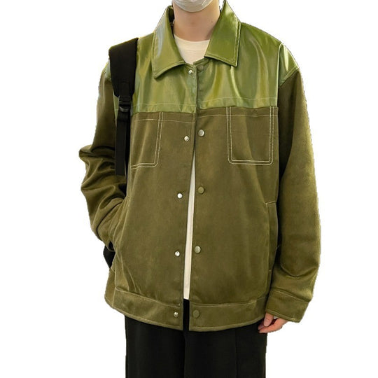 Herren Overshirt aus Veloursleder mit glänzendem Schulterbesatz und lässigem Schnitt Shop Nory