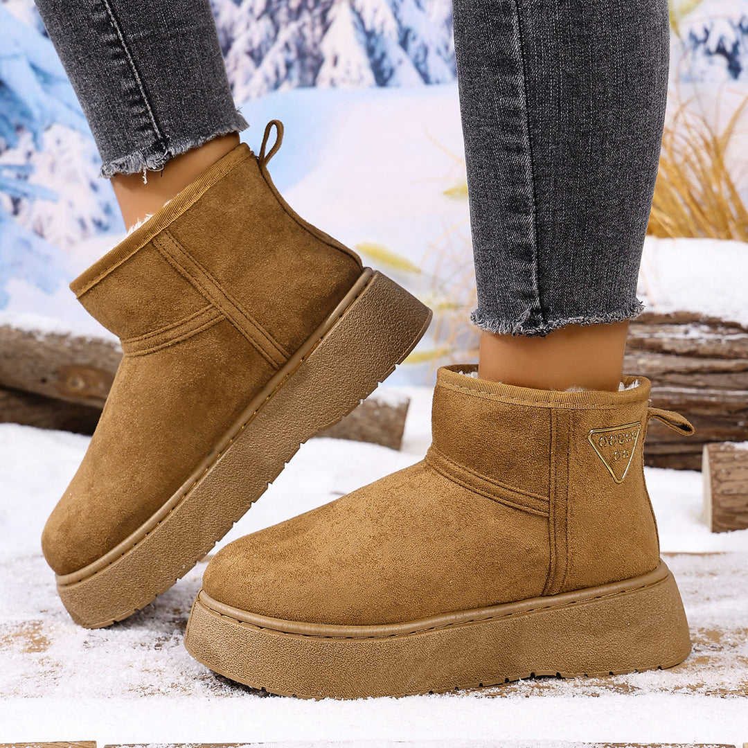 Damen Gefütterte Plateau-AnklShop Noryoots aus Veloursoptik mit Teddyfutter und griffiger Profilsohle Shop Nory