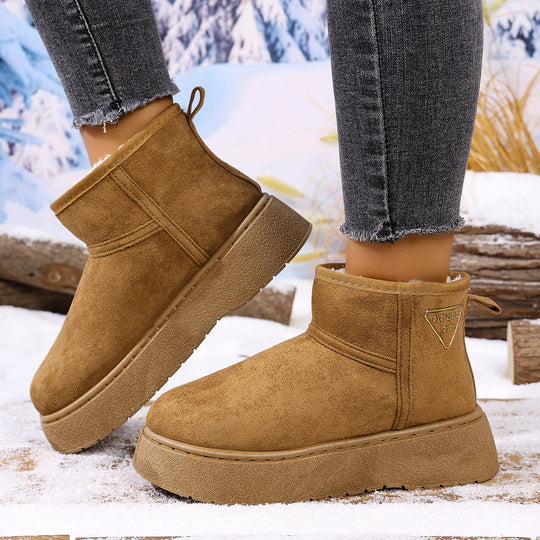 Damen Gefütterte Plateau-AnklShop Noryoots aus Veloursoptik mit Teddyfutter und griffiger Profilsohle Shop Nory