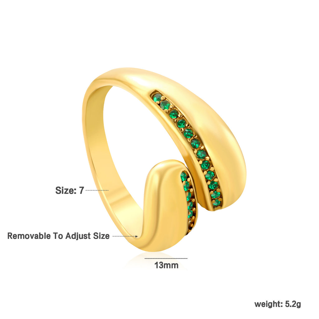 Damen Verstellbarer Ring mit glitzernden Zirkonia und modernen Grüntönen Shop Nory